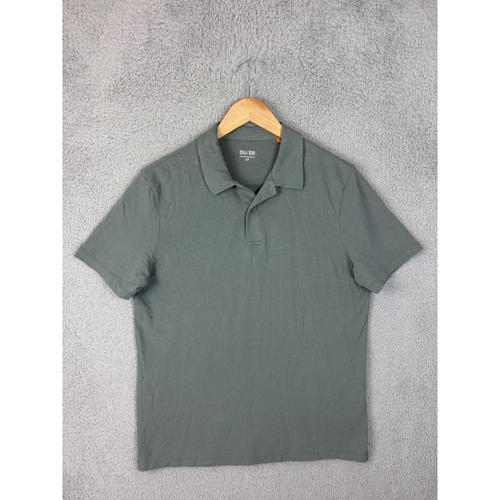 DU/ER Polo Shirt Mens Small Green Pima Cotton Blend Golf Stretch Knit Casual Men